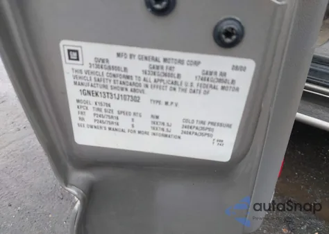 2001 Chevrolet Tahoe Lt z USA, uszkodzony, nr VIN 1GNEK13T31J107302